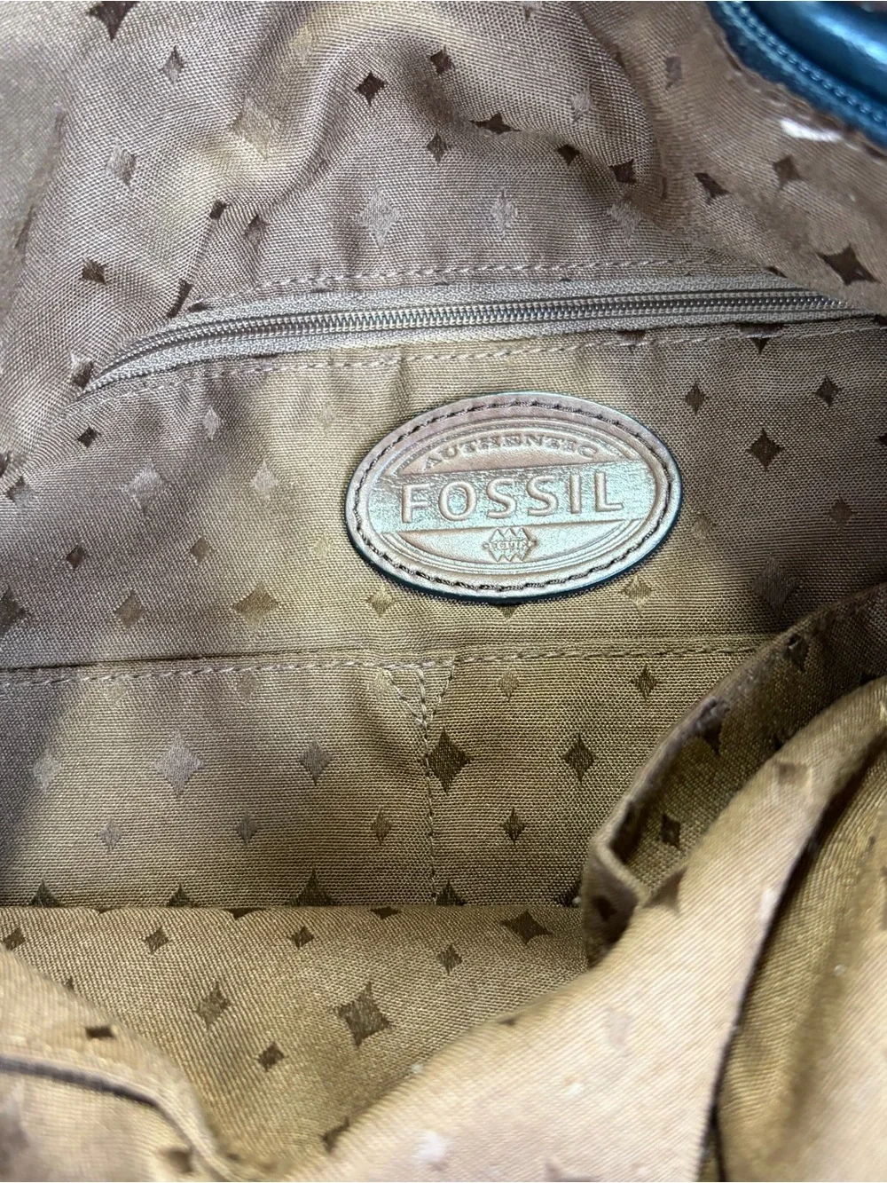 Fossil Black Leather Crossbody Bag with Brass Accents